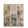 xinyuru Chinese Ancient Landscape Scroll Wall Art Poster - color: landscape-Oak, size: 16"x55"x3 Piece