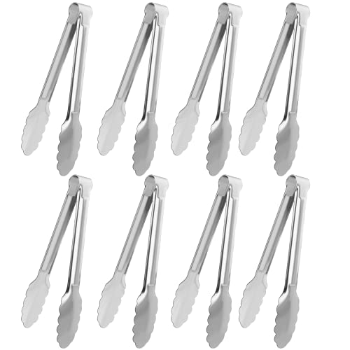 8 Pack Serving Tongs XEVOM Kitchen Tongs,Buffet Tongs, Stainless Steel Food Tong Serving Tong,small tongs (9inch) - size: 9inch