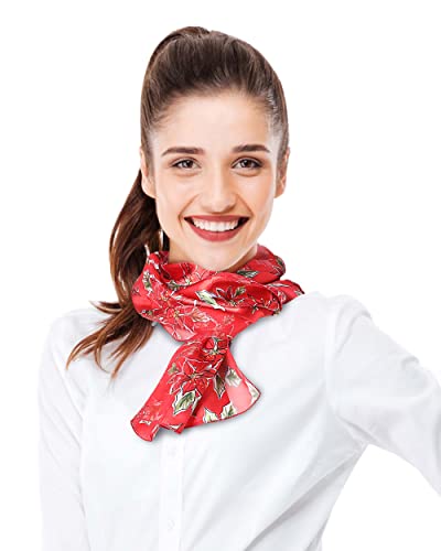 CBC Crown Christmas Scarf - Christmas Theme Candycane, Poinsettia Scarf - color: Poinsettia-red
