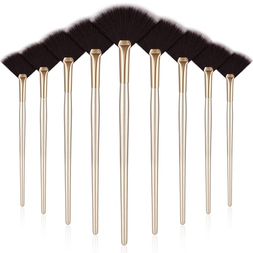 Maitys 9 Pieces Facial Fan Mask Brushes, Brown - color: Brown