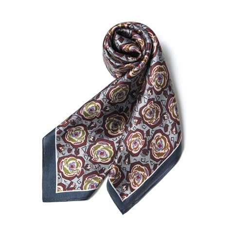 100% Mulberry Silk Scarf - 25.6" Square Neckerchief & Headscarf Gift Packed - color: Bronze-2