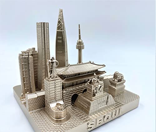 ZIZO Modern The World Landmarks Model Buildings City Skyline Statue for Home Decor for Boy Friends Gold 4" (Seoul) - color: Seoul