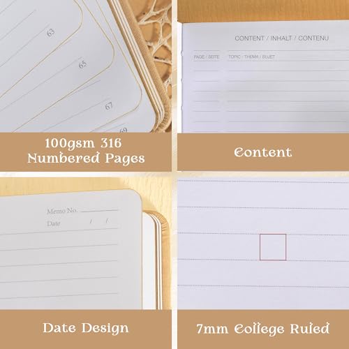 MGGAO Lined Journal Notebook for Women Men, A5 Aesthetic Notebook - color: Beige, size: Lined