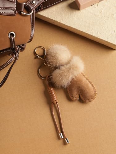 MINACHI Boho Mini Mitten Charm with Pompom Keychain - color: Keychain -Key.001