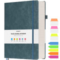 College Ruled Notebook A5, 312 Numbered Pages Diary, Lined Leather Journal - color: Grey Blue, size: A5