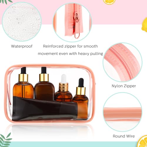 Weewooday 12 Pcs Clear Cosmetic Bags PVC Zipper,Medium,Pink - color: Pink, size: Medium