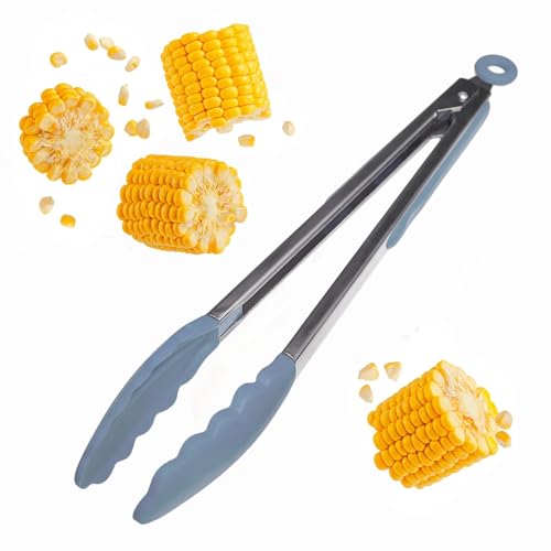 Starpack Get a Grip Silicone Kitchen Tongs (12 Inch) - LFGB Non Toxic, 600°F Heat Resistant, BPA-Free - Heavy-Duty Stainless Steel, Locking - Dishwasher Safe for Nonstick Cookware - color: Light Blue, size: 12" Single