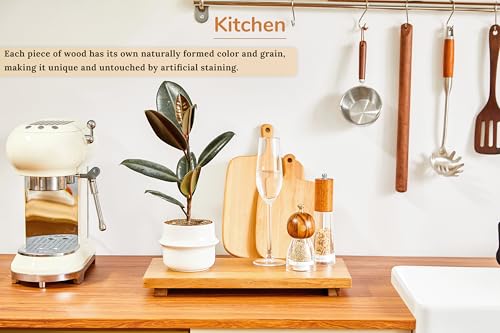 Large 16" Acacia Wood Riser Pedestal Stand for Kitchen Counter - size: Large:16"x 8"