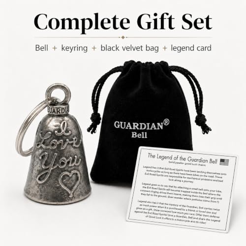 Guardian Bell Celtic Good Luck Bell w/Keyring & Black Velvet Gift Bag | Motorcycle Bell | Lead-Free Pewter | Made in USA - color: Silver