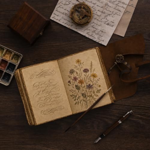 NomadCraftsCo Vintage Leather Journal, Handmade Deckle Edge Paper 240 Pages - color: Vintage Brown, size: 7.5" x 5.5"