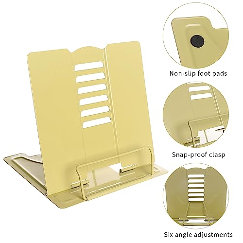 Metal Book Stand Adjustable Book Holder for Reading - color: Full Yellow