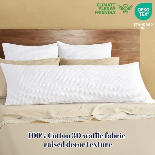 PHF Cotton Waffle Body Pillowcase with Zipper 20" x 54", White, No Insert - color: White, size: 54" X 20" (Pack of 1)