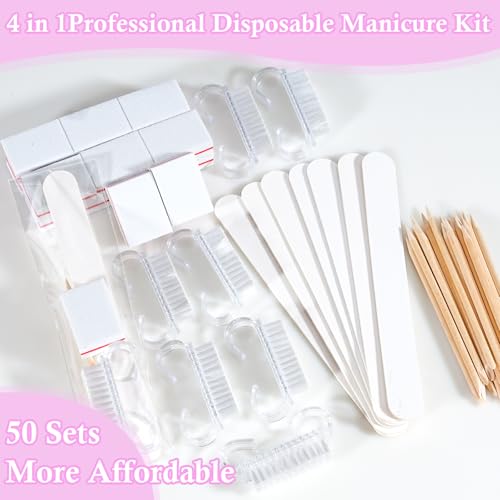 50 Sets Disposable Manicure Kit(50 Set -White) - size: 50 Set -White