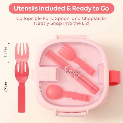 Microwave Ramen Bowl with Lid,Built-In Utensils,Leakproof, BPA-Free,Pink. - color: Bright Pink, size: 50 oz (Single Bowl)