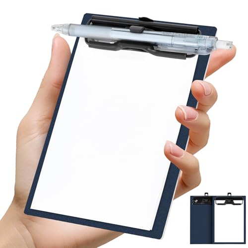 FRETONBA Mini Clipboard 4x6 Inch with Pen Holder, 2 Pack, Blue - style: 2Pack-Blue