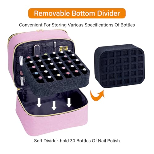 Nail Polish Organizer Holds 30 Bottles (15 ml/0.5 floz),Pink Gold - color: Pink Gold