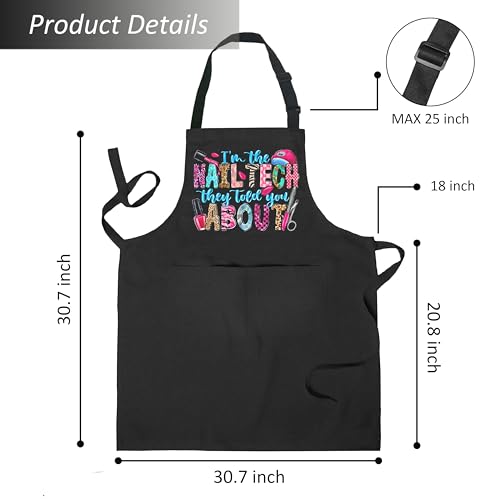 Nail Tech Aprons for Women with Pockets, Gifts for Nail Techs Technicians Artists Manicurists, Peace Love Nails - color: 4 Nail Tech Apron