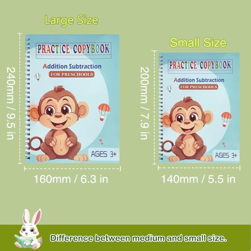 Reusable Grooved Handwriting Workbooks,Magic Copybook,Magic Writing Practice Copy Books, to Help Children Improve Their Handwriting Ink Practice Age 3-8 Calligraphy for Kids(5-Book Gift Set) - size: Large-(9.5in×6.3in)