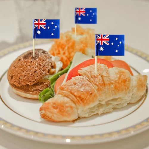 mflagperft Australia Toothpick Flags 100 Pack,Mini Australian Flag Picks - color: Australia