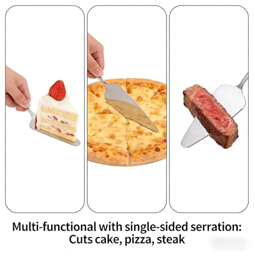 2-Piece Cake Server & Pie Cutter Set, Stainless Steel Triangle Spatula - color: Silver