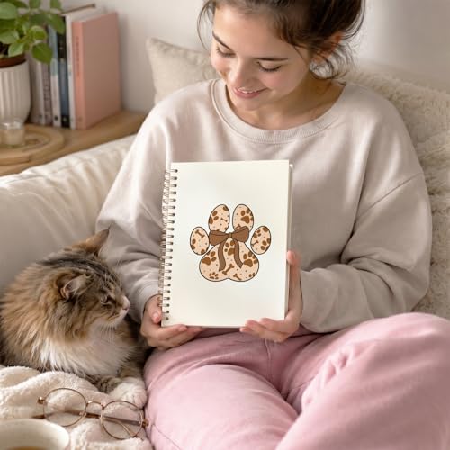 VONTP Cute Brown Bow Dog Paw Journal Notebooks, 5.5x8.3 Inch - color: 009-bow