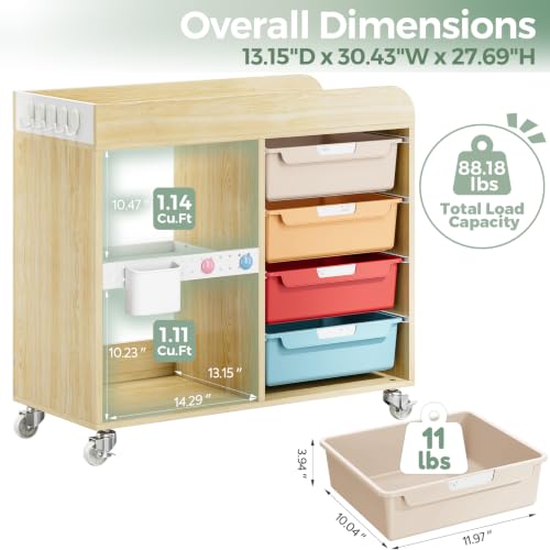 SYKIARIOL Craft Organizers and Art Supply Storage Art Cart, Classic Macaron - color: Classic Macaron
