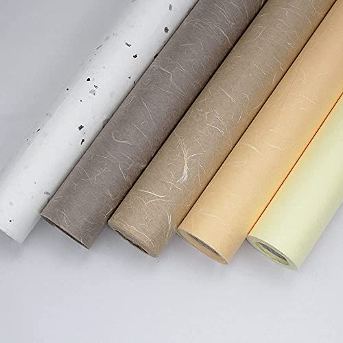 Korean Traditional Mulberry Paper, Colored Hanji Paper Roll, Natural Fiber Texture, Unyong (White with Bark pieces, 21.3" x 787.4") - color: White with Bark pieces, size: 21.3" x 787.4"