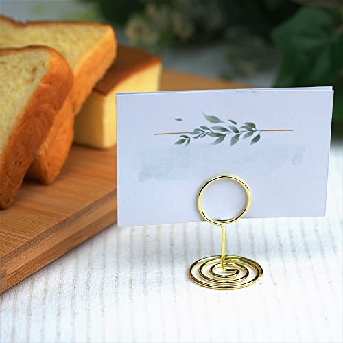 Jofefe 20pcs Mini Place Card Holders, Cute Table Number Holders, Small Size Table Card Holder Tables Number Stands, Wire Photo Picture Menu Clips for Wedding centerpieces, Anniversary Party (Gold) - color: Gold