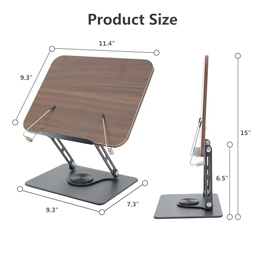 Book Stand for Reading, Multi-Angle & Height Book Holder with 360° Swivel Base, Lightweight Foldable Cookbook Stand for Kitchen, Office, Textbook, Recipe, Music Scores, Kindle, Tablet