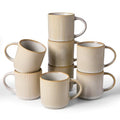 famiware Coffee Mug Set of 8, Star 12 oz Ceramic Mugs Cups Set with Handle - color: Star-Cappuccino White, size: 8 Count (Pack of 1)