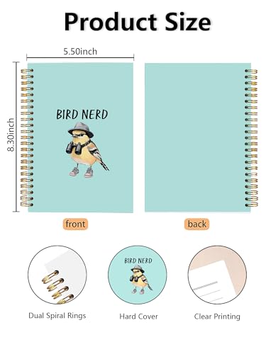 Funny Bird Birding Spiral Notebook, Birds Watching Journal, Gifts for Birds Lover Watchers Journal, Bird Nerd Enthusiast Notebook 5.5x8.3 Inch - Light Blue-382 - color: white5