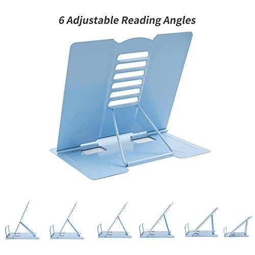 Metal Book Stand Adjustable Book Holder for Reading - color: Full Blue