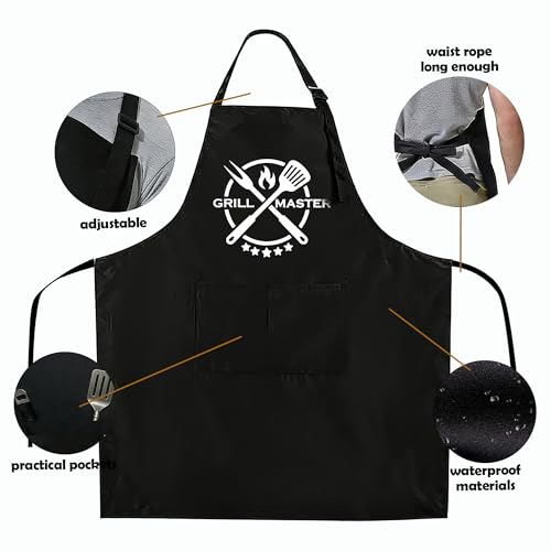 Funny Black Apron with Pockets for Man,Dad,Husband,Father in Law,Chef Daddy Women Grilling Apron BBQ Cooking Gifts - color: Apron-10