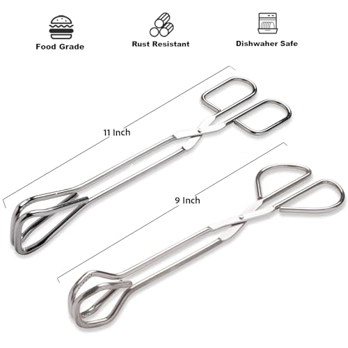 Hiash 9" and 11" Heavy Duty Stainless Steel Kitchen Tongs For Cooking - size: 9 Inch and 11 Inch (Set of 2)