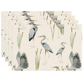 Grey Heron Blue Birds Floral Placemats Set of 4 12x18 Inch - color: Beige Blue, size: Set of 4