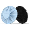 Soft Silicone Shower Brush Body Wash Bath Exfoliating Skin Massage Scrubber - color: Black+sky Blue