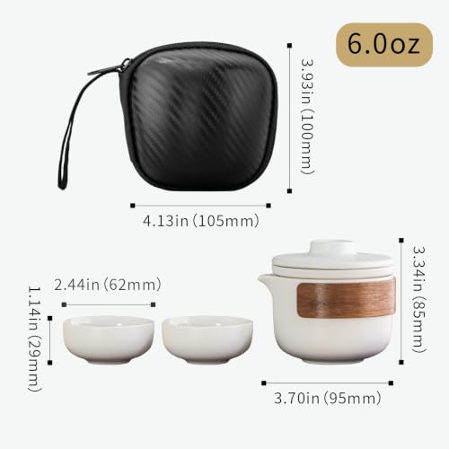HEER Portable Travel Ceramic Kungfu Tea Set for 2, White - color: Mini Tea Set (White)