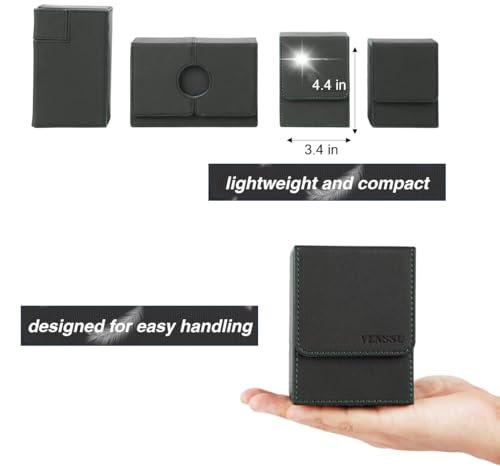 Venssu MTG Deck Box with Commander Display, Fits TCG Cards (Black＆Green) - color: Black＆Green