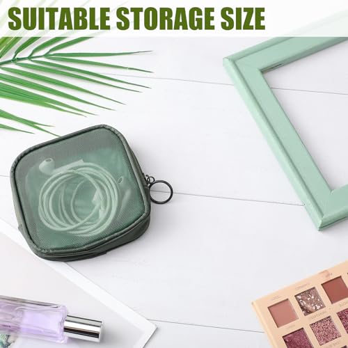 Weewooday 4Pcs Mesh Makeup Bag, Olive Green, Small, Classic - color: Olive Green, size: Small, style: Classic