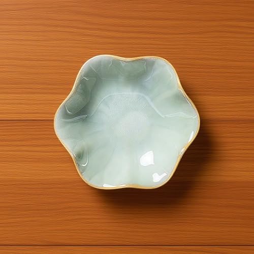 2Pcs Ceramic Jewelry Dish - Lotus Leaf Shape, for Ring Holder Necklace Small Key, Suitable for Mother Friend Sister, Gifts for Women, Cute Plate Trinket Tray, Home Decor (Green & White) - color: Green & White