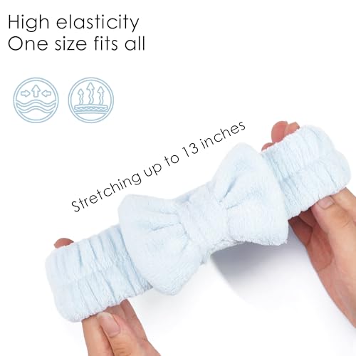Ayesha Spa Headband and Wristband Set for Washing Face Skincare Makeup - color: Blue set