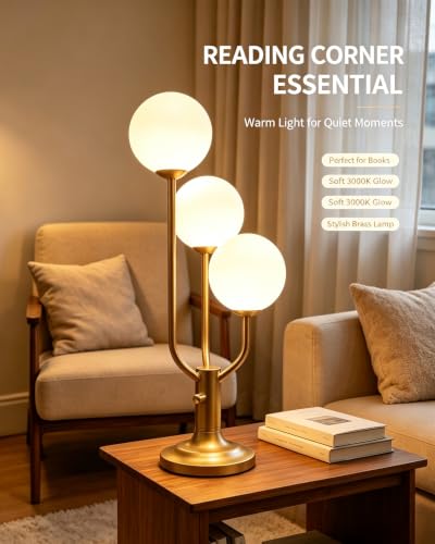 Lightdot Gold Globe Table Lamp for Bedroom Gift G9 Bulbs Included Dimmable - color: 04-Gold-Globe-3U