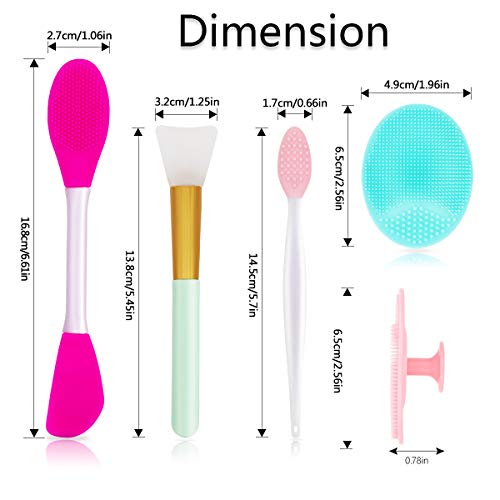 5PCS Silicone Scrubber Set, Lip Scrub Brush, Silicone Face Cleansing Brush, Face Applicator Tool and 2PCS Exfoliating Brushes for Men Women - style: style 1