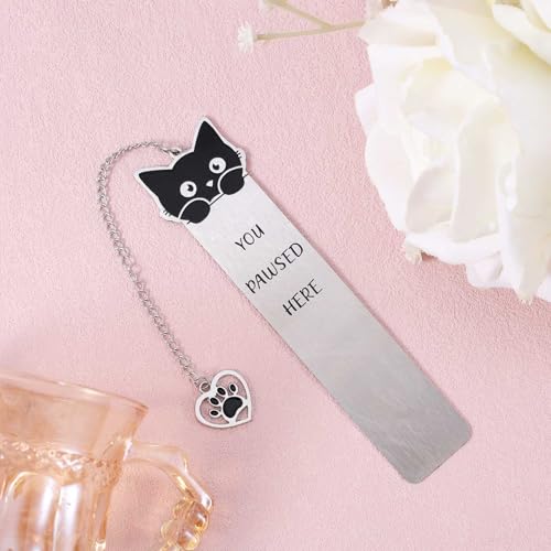 Cat Bookmark, Zinc Alloy Kitten Pet Book Marker for Women - style: Black Cat