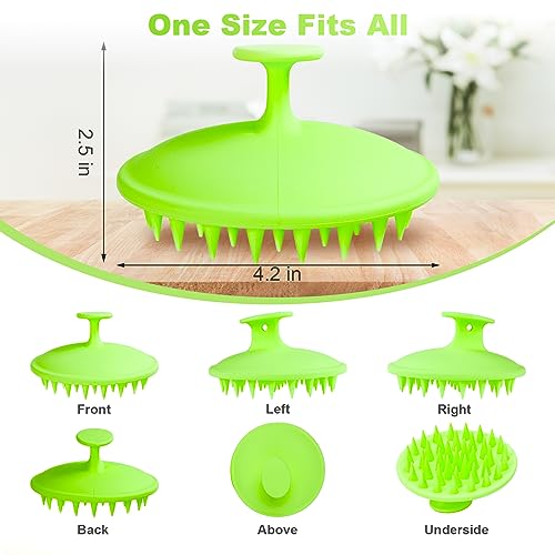 Meartchy Silicone Scalp Massager Shampoo Brush, Scalp Brush for Hair Growth & Dandruff Removal, Hair Scrubber Scalp Stimulator Exfoliator Brush with Soft Bristles for Wet Dry Scalp Care (Green) - color: Green