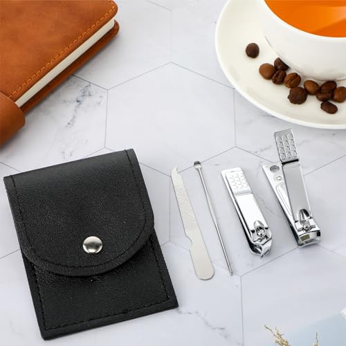 Lasnten 100 Bulk Nail Clipper Set Bulk Manicure Kit Stainless Steel Pedicure Professional Nail Care Kit with Travel Case Portable Grooming for Husband Men Women Family(Black,4 in 1) - color: Black, size: 4 in 1