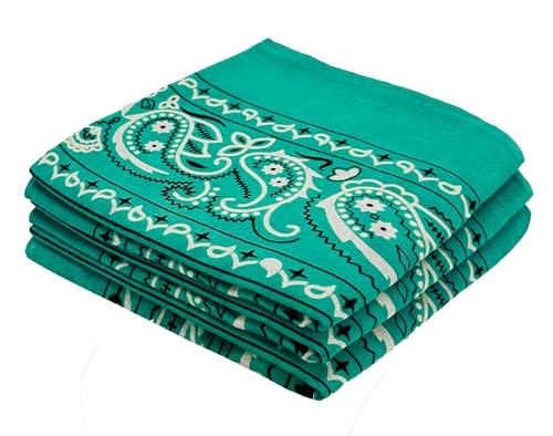 Every-ville Cotton Bandana Handkerchief for Men & Women, 3 Pack - color: Teal