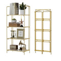 Crofy 4-Tier Foldable Bookshelf, Gold Frame & Transparent Shelves - color: Gold Frame & Transparent Shelf, size: 4 Tier