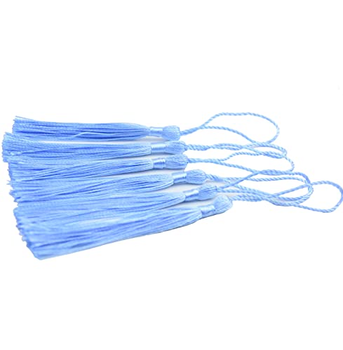 100Pcs 5 Inch Silky Bookmark Tassels for Jewelry, Souvenir(Sky Blue) - color: Sky Blue