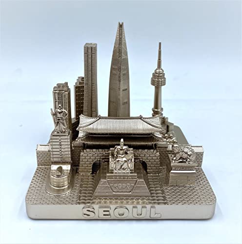 ZIZO Modern The World Landmarks Model Buildings City Skyline Statue for Home Decor for Boy Friends Gold 4" (Seoul) - color: Seoul
